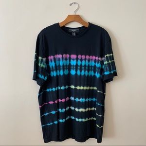 Rainbow Tye Dye on Black Shirt